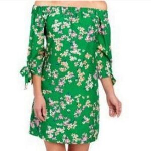 VINCE Camuto Green Floral Off the Shoulder Mini Dress‎